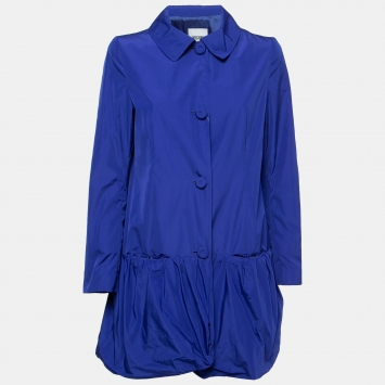 Pre Owned Moschino Cheap and Chic Royal Blue Sateen Ruched Shirt Dress M