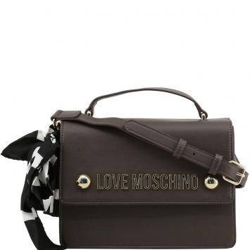 Pre Owned Love Moschino Grey Leather Scarf Top Handle Bag