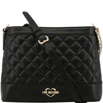 Pre Owned Love Moschino Black Quilted Leather Bucket Chain Shoulder Bag