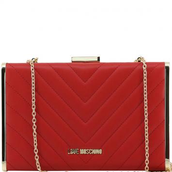 Pre Owned Love Moschino Red Quilted Leather Box Clutch