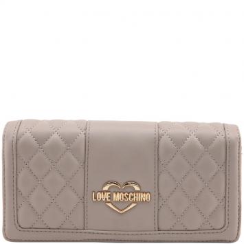 Pre Owned Love Moschino Taupe Quilted Leather Continental Wallet