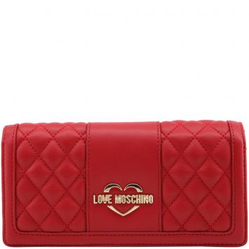 Pre Owned Love Moschino Red Quilted Leather WOC Clutch Bag