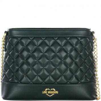 Pre Owned Love Moschino Green Quilted Faux Leather Chain Crossbody Bag