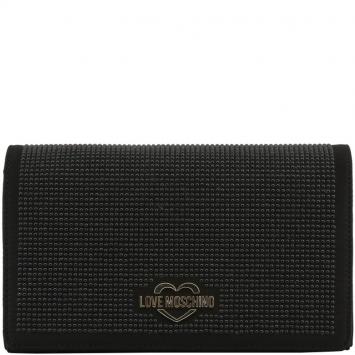 Pre Owned Love Moschino Black Faux Leather Studded WOC Clutch Bag