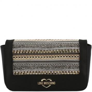 مملوكة مسبقًا Love Moschino Black Faux Leather Embellished WOC Clutch Bag