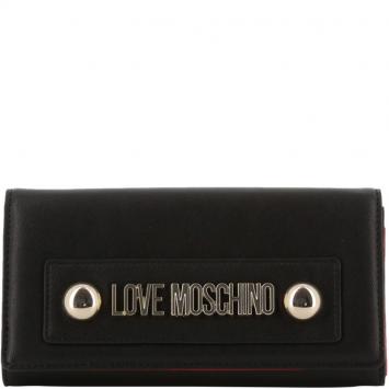 Pre Owned Love Moschino Black Faux Leather WOC Clutch Bag 