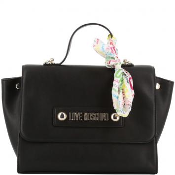 Pre Owned Love Moschino Black Faux Leather Scarf Top Handle Bag