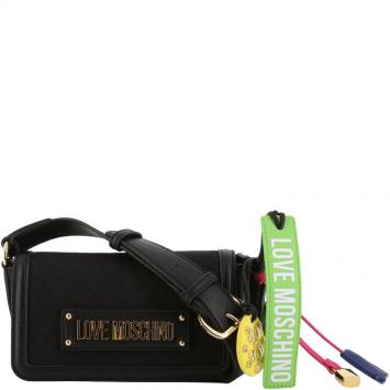 Pre Owned Love Moschino Black Faux Leather Crossbody Bag