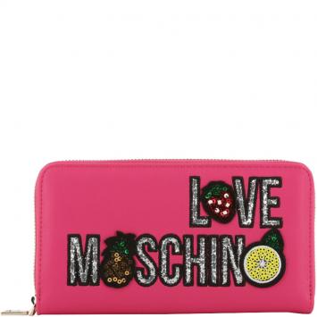 Pre Owned Love Moschino Pink Faux Leather Zip Around Wallet