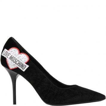 Pre Owned Love Moschino Black Velvet Pointed Toe Pumps Size 36