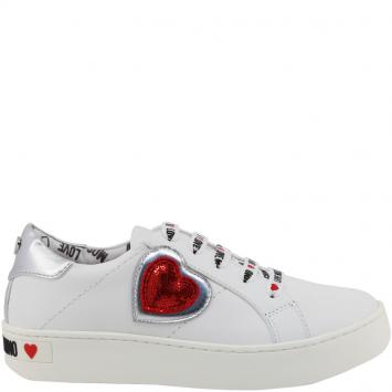 Pre Owned Love Moschino White Faux Leather Platform Sneakers Size 39