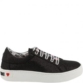 Pre Owned Love Moschino Black Fabric Platform Sneakers Size 37