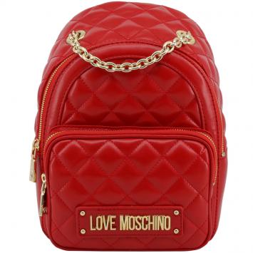 Pre Owned Love Moschino Red Quilted Faux Leather Chain Handle Backpack