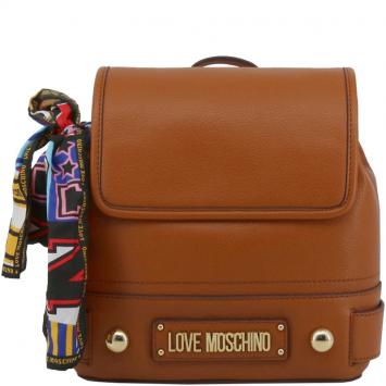 Pre Owned Love Moschino Brown Faux Leather Scarf Backpack