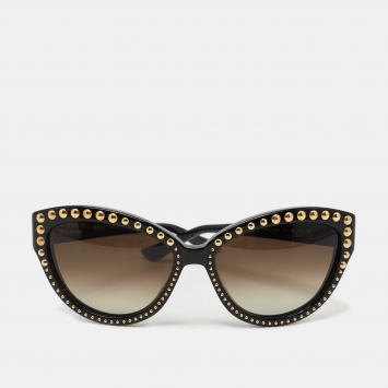 Pre Owned Moschino Black 30th Anniversary Special Edition Studded Cat Eye Sunglasses