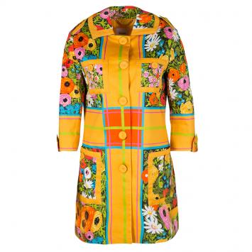 مملوكة مسبقًا Moschino Yellow Floral Print Long Jacket M