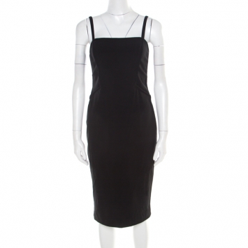 Pre Owned Moschino Couture Black Wool Fitted Sleeveless Dress S