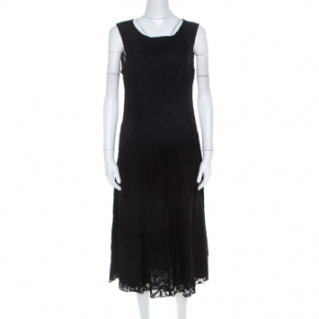 Pre Owned Moschino Couture Black Lace A Line Midi Dress M 