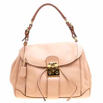 Pre Owned Moschino Beige Leather Hidden Lock Satchel