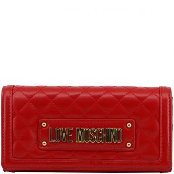 Pre Owned Love Moschino Red Quilted Faux Leather WOC Clutch Bag