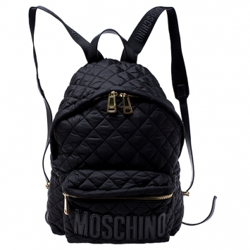 Pre Owned Moschino Black Nylon Quilted Backpack