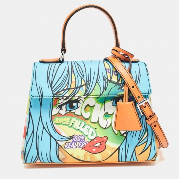 Pre Owned Moschino Multicolor Leather Eyes Capsule Top Handle Bag