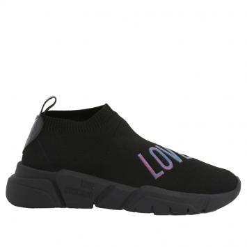 Pre Owned Love Moschino Black Fabric Sneakers Size 40