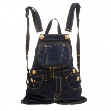 Pre Owned Moschino Blue Denim Overall Backpack