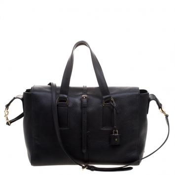 Pre Owned Mulberry Black Leather Medium Roxette Satchel