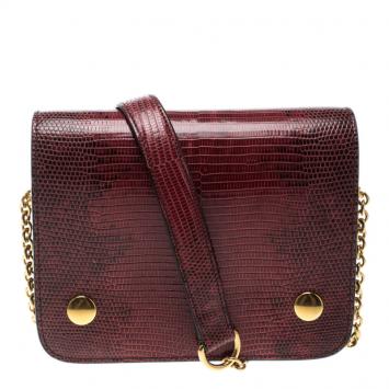 Pre Owned Mulberry Red Lizard Clifton Crossbody Bag