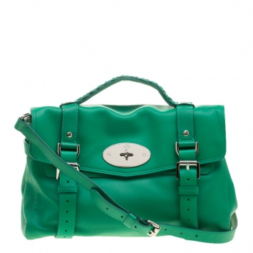 Pre Owned Mulberry Green Leather Alexa Satchel 