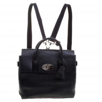Pre Owned Mulberry Black Leather Bayswater Cara Delevingne Backpack