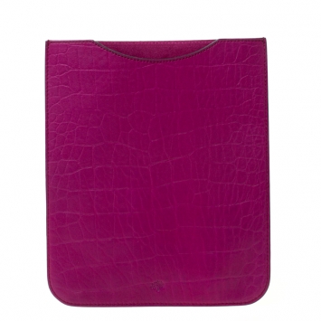 Pre Owned Mulberry Purple Croc Embossed Leather iPad Sleeve Case