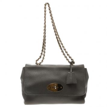 Pre Owned Mulberry Dark Grey Leather Lily Shoulder Bag