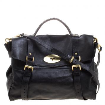 Pre Owned Mulberry Black Leather Oversized Alexa Satchel