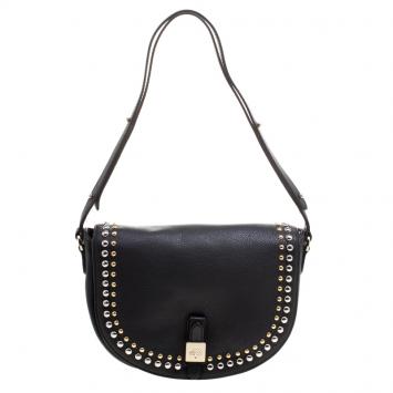 Pre Owned Mulberry Black Leather Studded Tessie Crossbody Bag