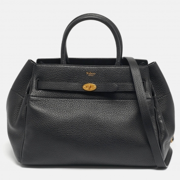 Pre Owned Mulberry Black Leather Belted Bayswater Tote