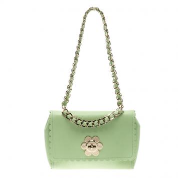 Pre Owned Mulberry Mint Green Leather Cecily Flower Shoulder Bag