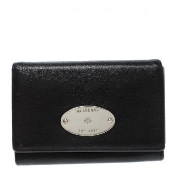 Pre Owned Mulberry Black Leather Small Continental Wallet