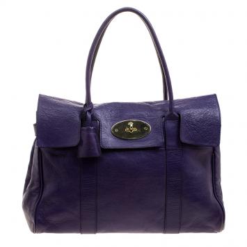 Pre Owned Mulberry Purple Leather Bayswater Satchel