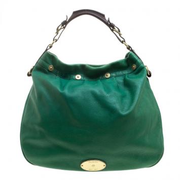Pre Owned Mulberry Green Pebbled Leather Mitzy Hobo