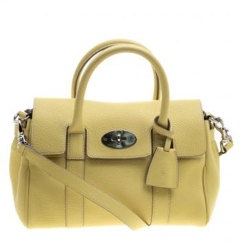 Pre Owned Mulberry Yellow Grain Leather Small Bayswater Satchel