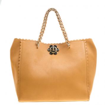 Pre Owned Mulberry Tan Leather Flower Cecily Tote