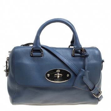 Pre Owned Mulberry Blue Leather Del Rey Top Handle Bag