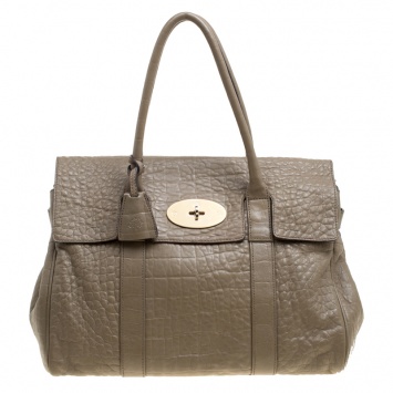 Pre Owned Mulberry Khaki Brown Leather Bayswater Satchel