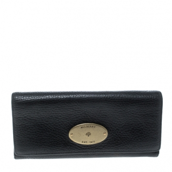 Pre Owned Mulberry Black Leather Continental Wallet