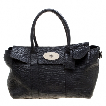 Pre Owned Mulberry Brown Textured Leather Bayswater Satchel