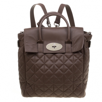 Pre Owned Mulberry Brown Quilted Leather Cara Delevingne Backpack