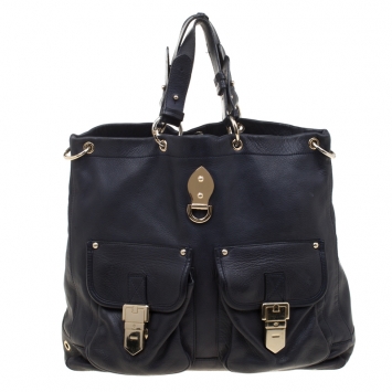 Pre Owned Mulberry Navy Blue Leather Tillie Top Handle Bag