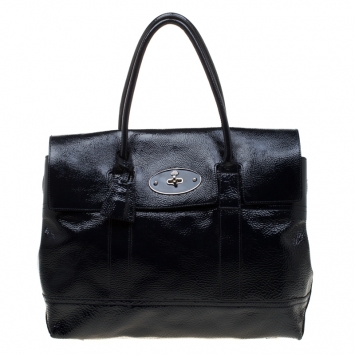 Pre Owned Mulberry Dark Navy Blue Patent Leather Bayswater Satchel
